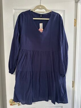 Fancyinn Deep Purple V-Neck Tiered Dress